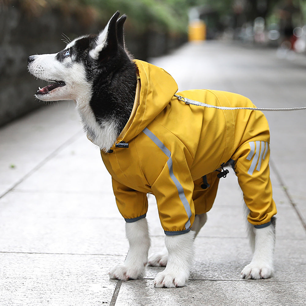 Reflective Waterproof Dog Raincoat with Hood β Lightweight Rain Jacket with Leash Hole for Small & Medium Dogs