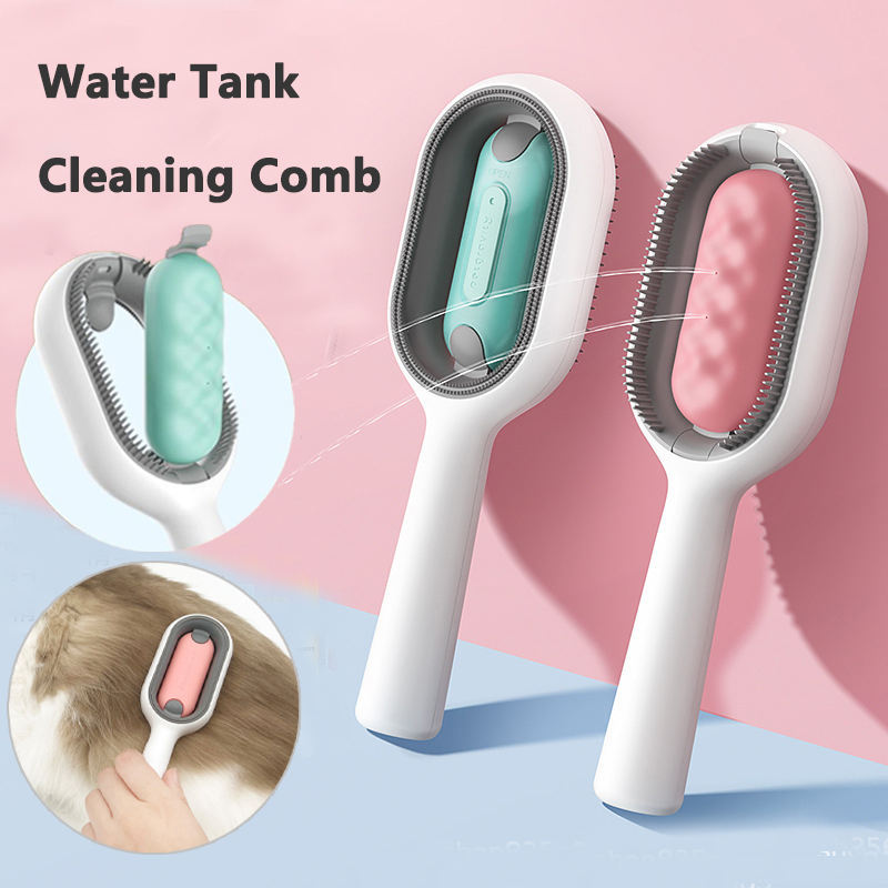 4-in-1 Cat & Dog Grooming Brush with Water Tank – Double-Sided Hair Removal & Cleaning Comb