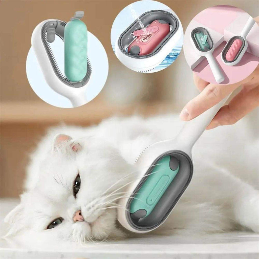 4-in-1 Cat & Dog Grooming Brush with Water Tank – Double-Sided Hair Removal & Cleaning Comb