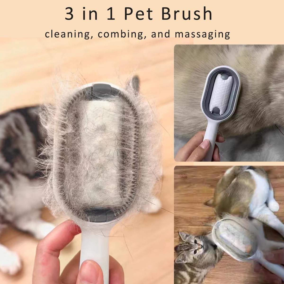 4-in-1 Cat & Dog Grooming Brush with Water Tank – Double-Sided Hair Removal & Cleaning Comb