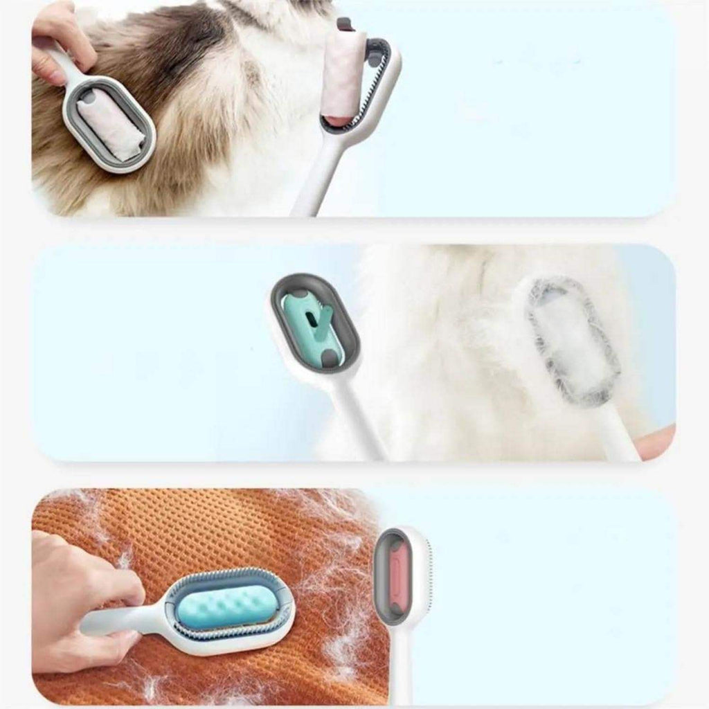 4-in-1 Cat & Dog Grooming Brush with Water Tank – Double-Sided Hair Removal & Cleaning Comb