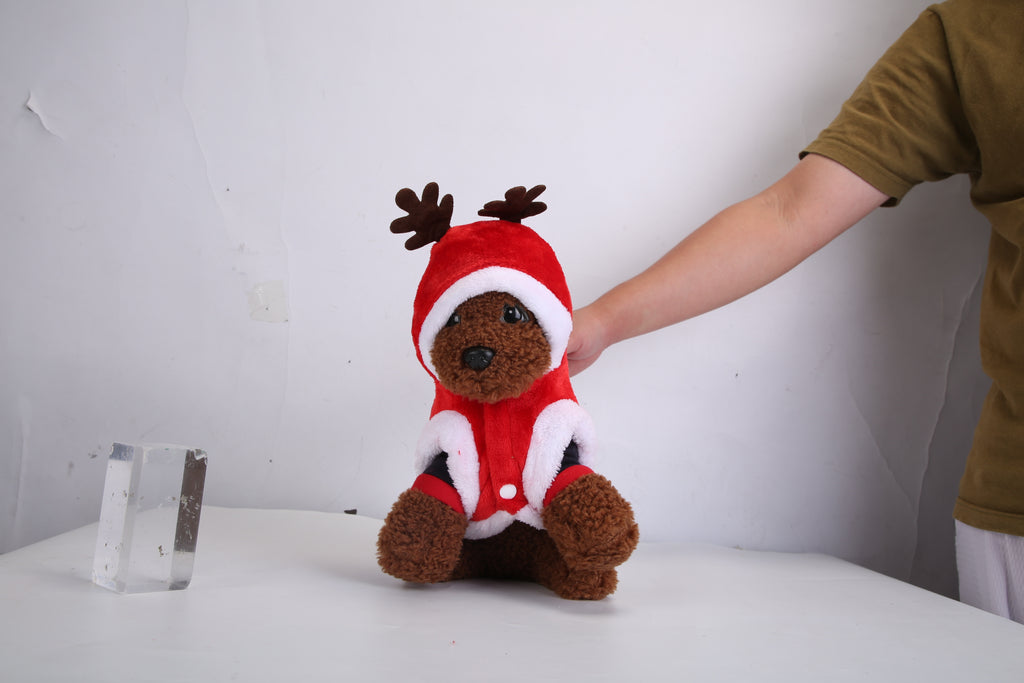 Santa & Reindeer Pet Costume – Red Christmas Outfit with Antlers for Small & Medium Dogs & Cats (S-XL)