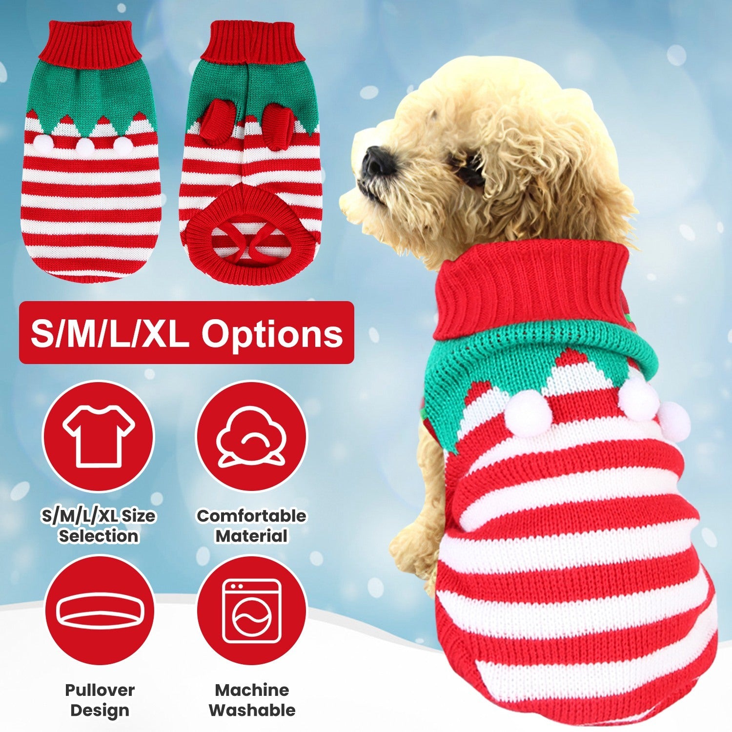 Festive Reindeer & Santa Pet Costume – Cozy Holiday Outfit for Small & Medium Dogs & Cats