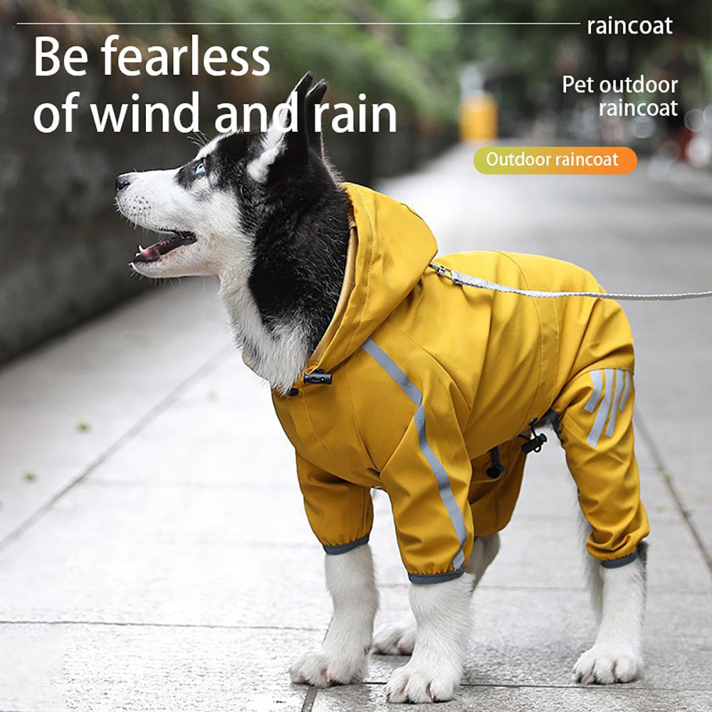 Reflective Waterproof Dog Raincoat with Hood – Lightweight Rain Jacket with Leash Hole for Small & Medium Dogs