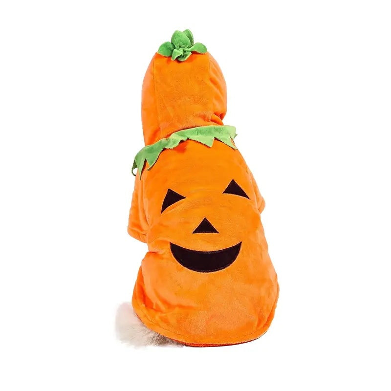 Dog Hoodie Halloween Style Pumpkin Cosplay Costume Warm Fleece Clothes