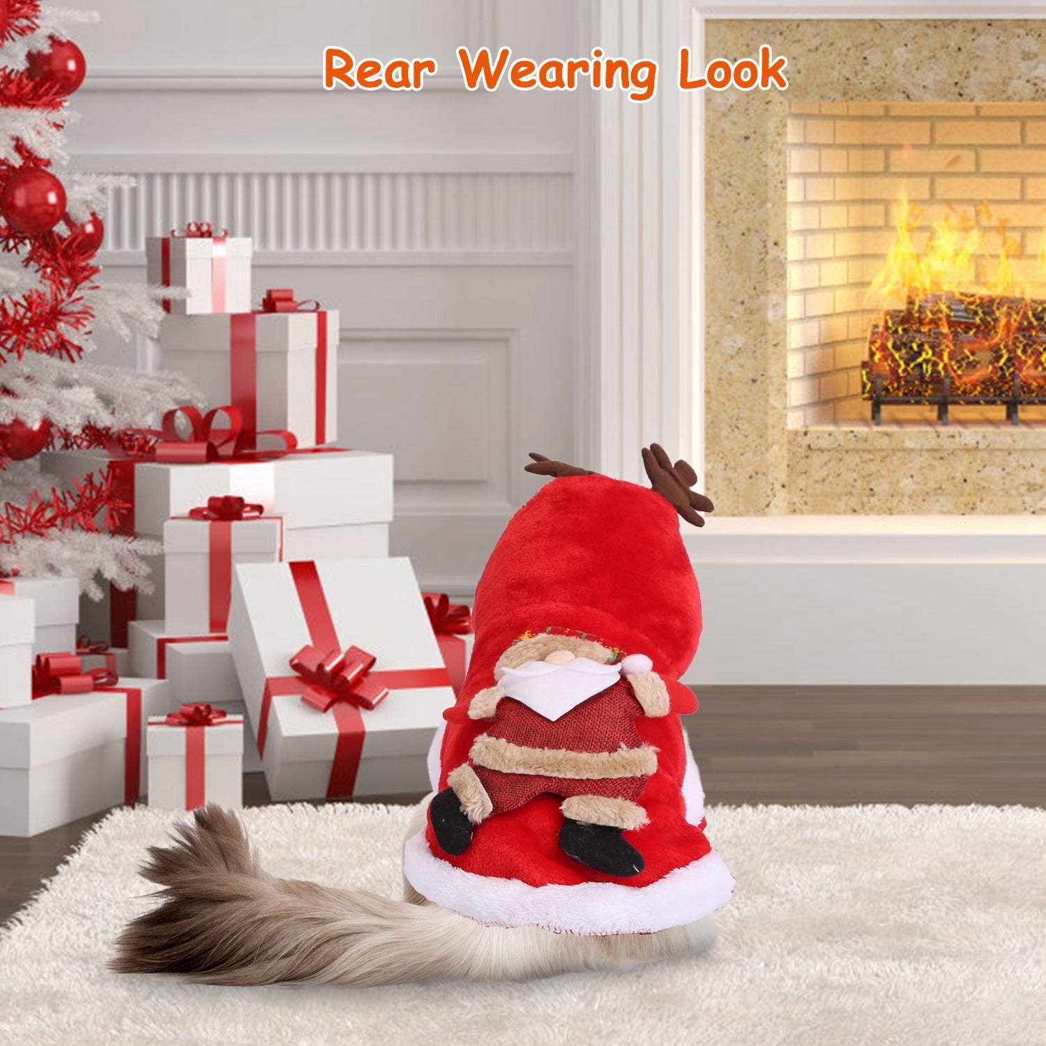 Santa & Reindeer Pet Costume – Red Christmas Outfit with Antlers for Small & Medium Dogs & Cats (S-XL)
