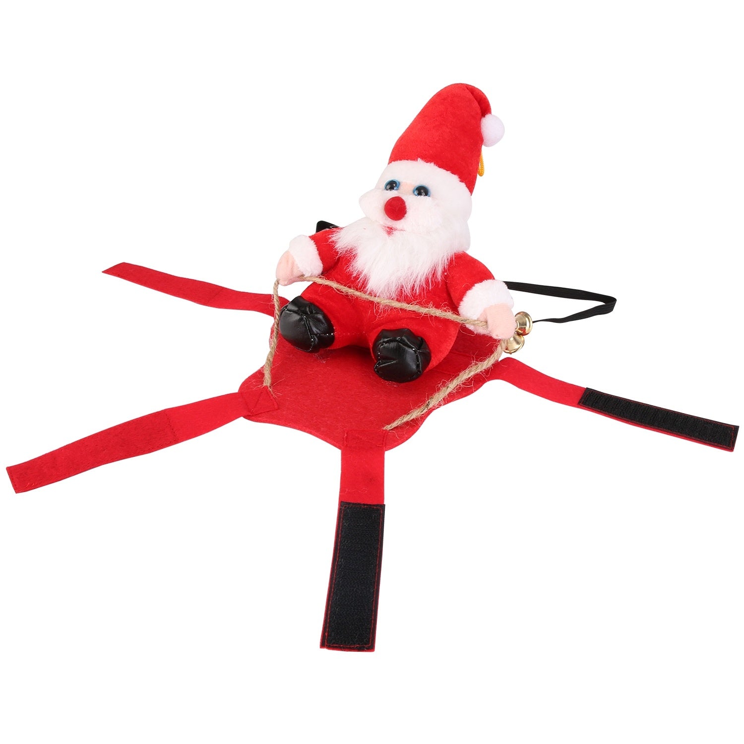 Riding Santa Pet Costume – Festive Red Christmas Coat with Jingle Bell for Dogs & Cats (S-XL)