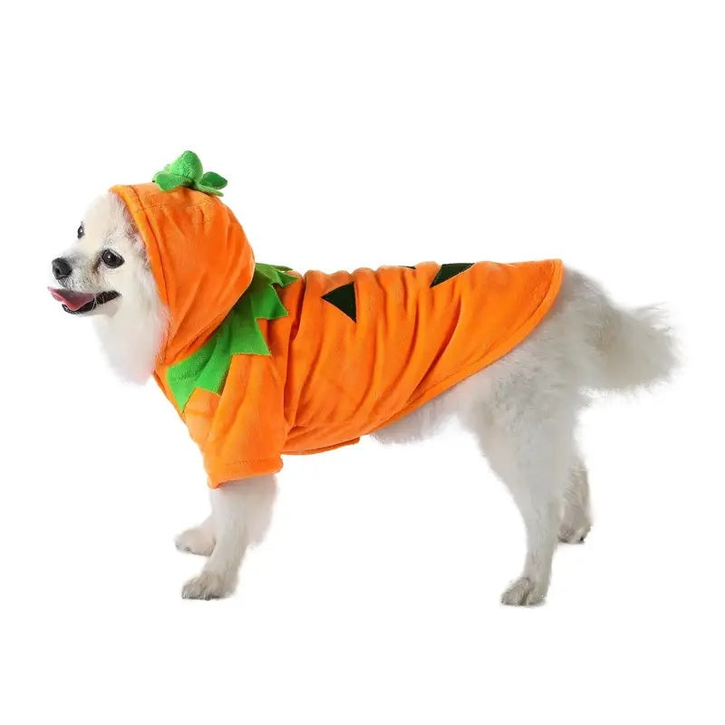Dog Hoodie Halloween Style Pumpkin Cosplay Costume Warm Fleece Clothes
