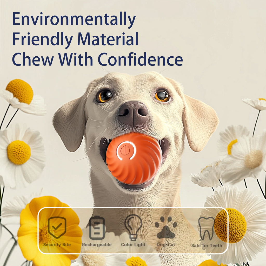Automatic Interactive Bouncing Ball for Dogs – Smart Self-Moving, USB-Rechargeable Toy with Quiet urchin Cover